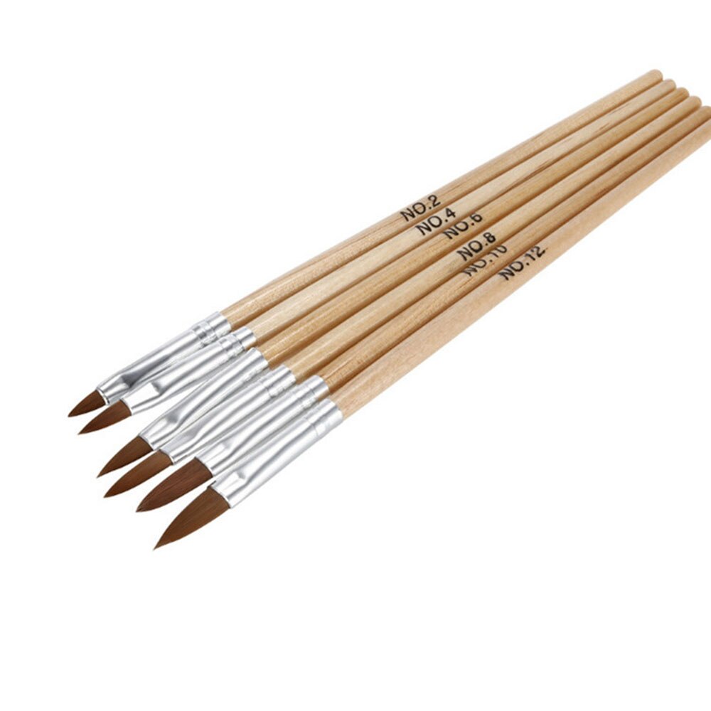 1pc Kolinsky Sable Acrylic Nail Art Brush No. 2/4/6/8/10/12 UV Gel Carving Pen Brushes Liquid Powder DIY Beauty Nail Drawing