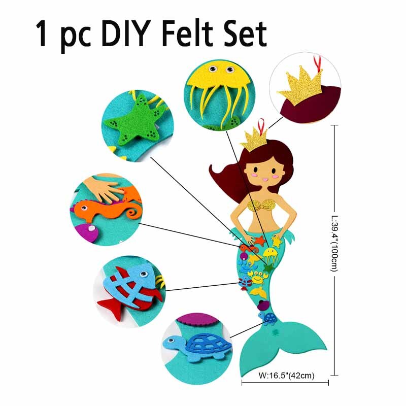 Ourwarm Onder De Zee Party Decoratie Mermaid Thema Diy Game Glitter Stickers Verjaardag Banner Kids Oceaan Feestartikelen: 1 set diy felt game