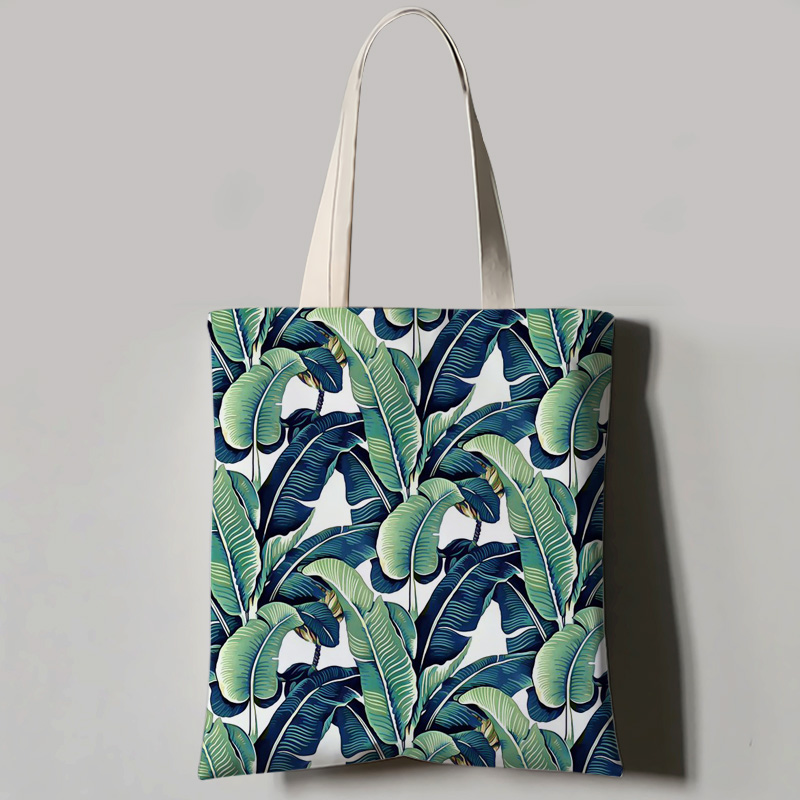 Turtle Leaf Tropical Plant Printed Tote Bag For Women Canvas Bag Ladies Shoulder Bag Outdoor Casual Tote Foldable Shopping: 1