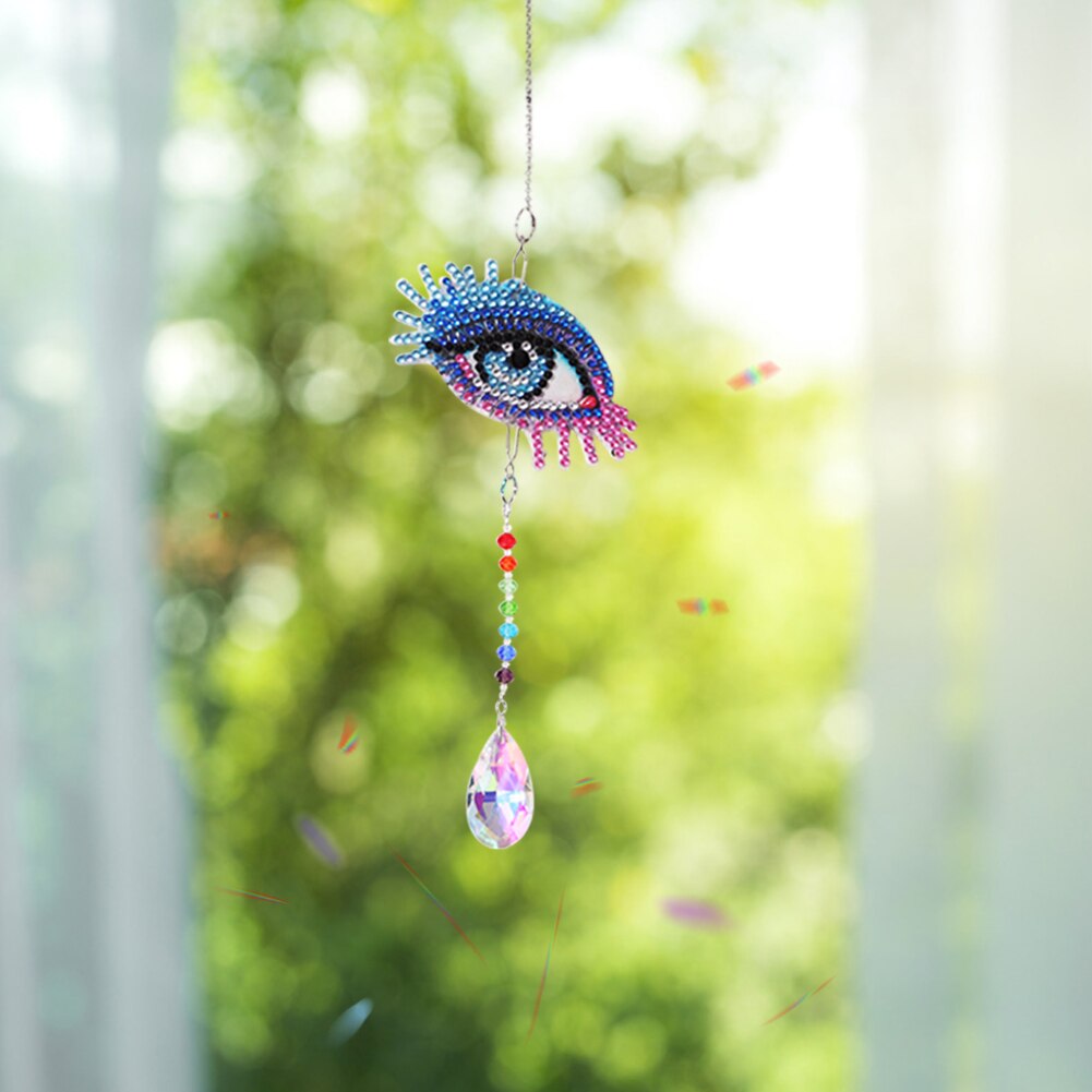 Crystal Light Catching Wind Chimes Jewelry Handmade Hanging Angel Tears Diamond Sunburst Wind Chime Pendant Garden Decoration