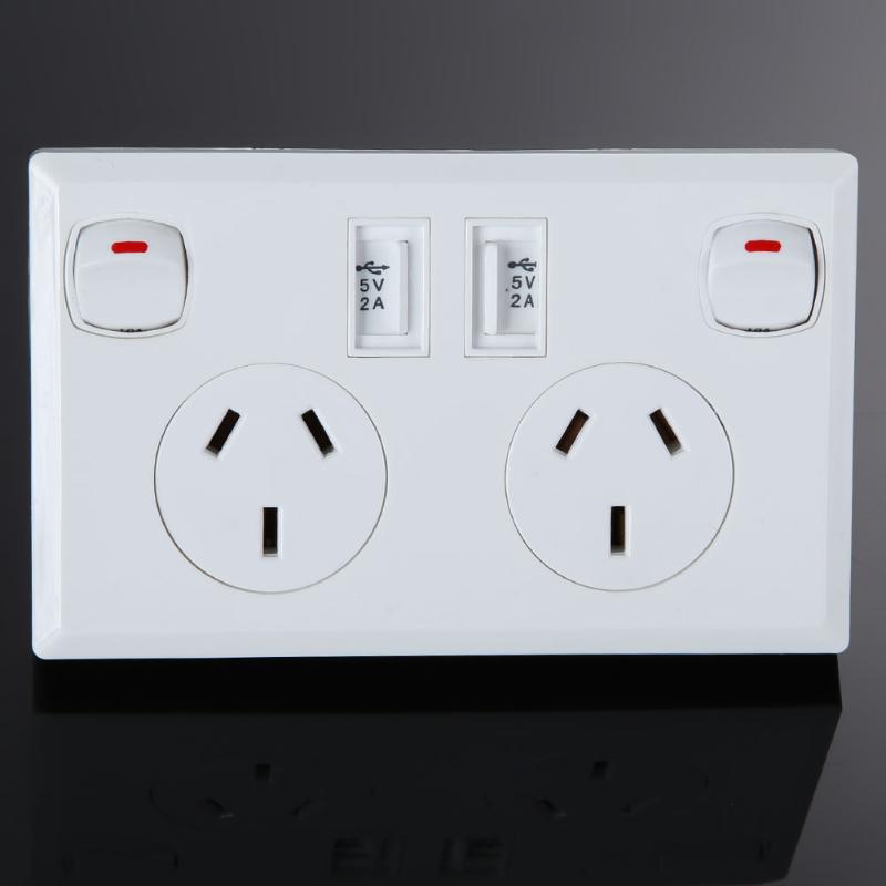 Smart Home 2.1A Dual USB Port Wall Charger Adapter Double USB Australian AU Plug Wall Socket Home Power Point Supply Plate
