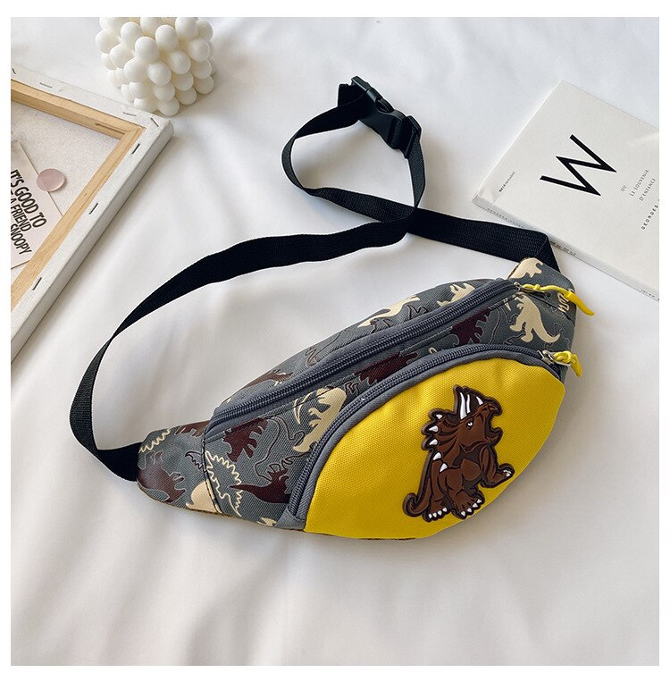 Cartoon Foto 'S Kinderen Riem Tas Dinosaurus Decoratie Taille Packs Outdoor Kinderen Spelen Speelgoed Borst Tassen Hip Taille Packs: YELLOW