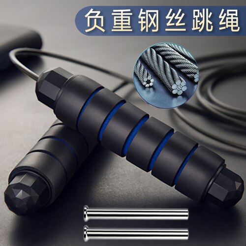 Comfortabele Grip Springtouw Pvc Fitness Heavy Duty Boksen Apparatuur Springtouw Cardio Pesi Palestra Exercise BD50YY: Black blue