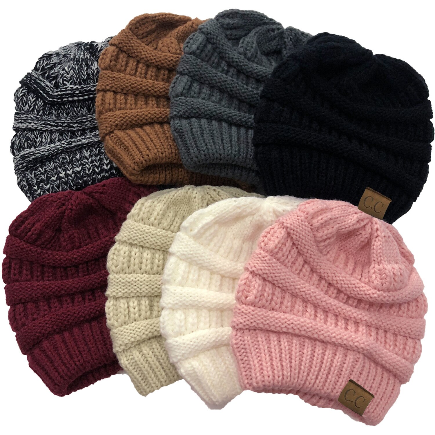 Winter Hats For Women Pompom CC Beanie Horsetail Caps Cross Criss Ponytail Hat Girls Warm Knitted Thick Outdoor Ski Cap