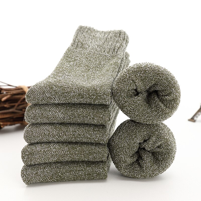 S010 Brand 5pcs/ pack navy blue grey brown Casual Breathable winter warm Male Socks men's Cotton Socks: green 5 pcs