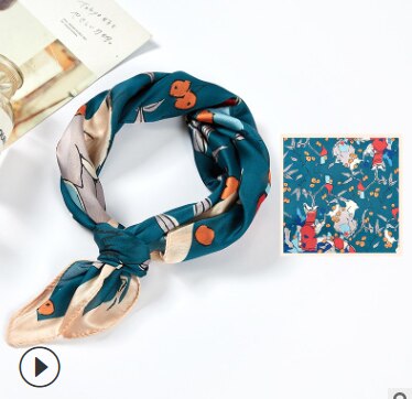 53x53 Ins Orange fruit Air hostess Print women Silk twill scarf Satin square tie ladies foulard femme towel bufanda shawl: 3