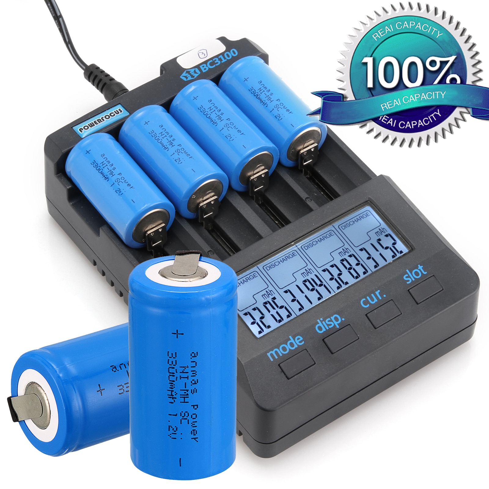 Anmas Power 2/4/8 pièces Sub C SC 1.2V 3300mAh Ni-MH NiMH Batteries rechargeables 1.2 v batterie bleu 56 g avec languette