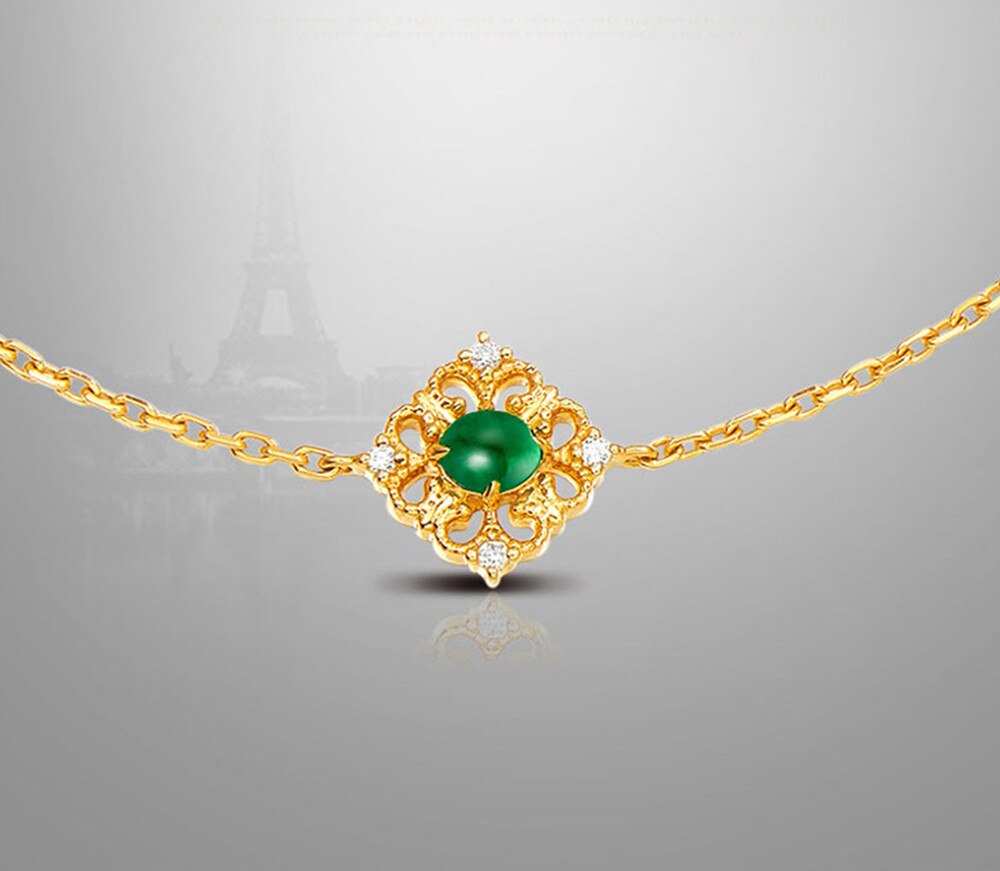 Kleine smaragd edelsteine grün Jade kristall kette armbänder für frauen femme Gold farbe s925 diamanten stapelbar Jahrgang schmuck