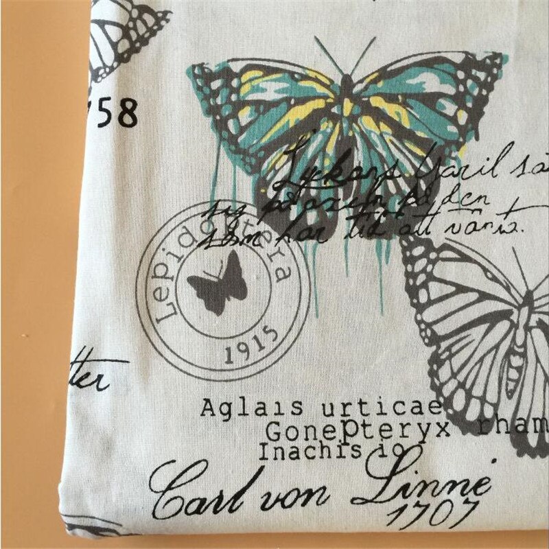 Printed Linen Cotton Fabric Patchwork Sewing Cotton Linen Fabric Butterfly Printed DIY Quilting Canvas Material For Home Textile