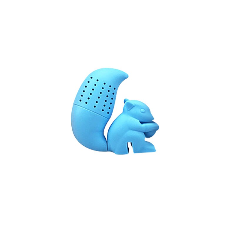 Cute Squirrel Shape Silicone Tea Bag Holder Tea Strainer Balls Hanging Tool Colorful Recognizer Bar Accessories: blue