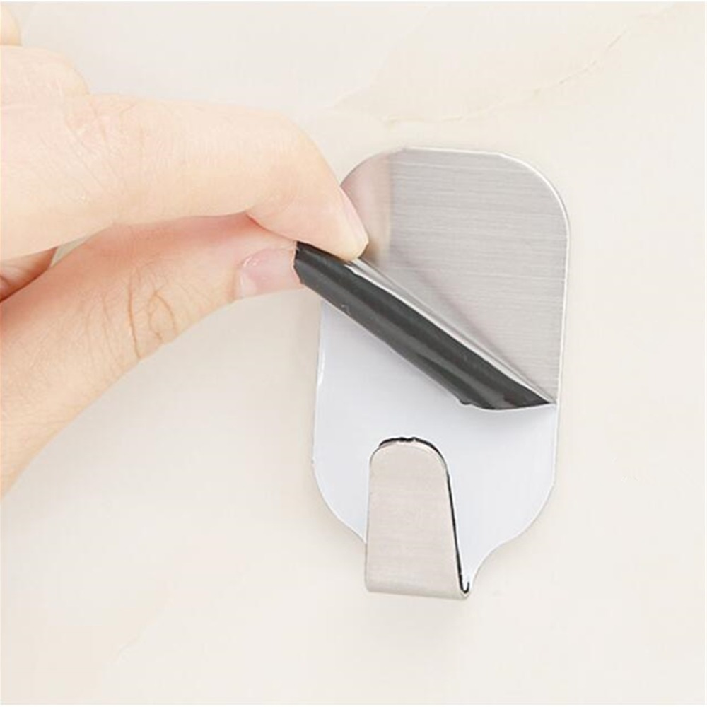 SUS 304 Stainless Steel Bathroom&amp;Kitchen Wall Hook Self-adhesive Wall Door Clothes Coat Hat Hanger Waterproof Towel Hooks