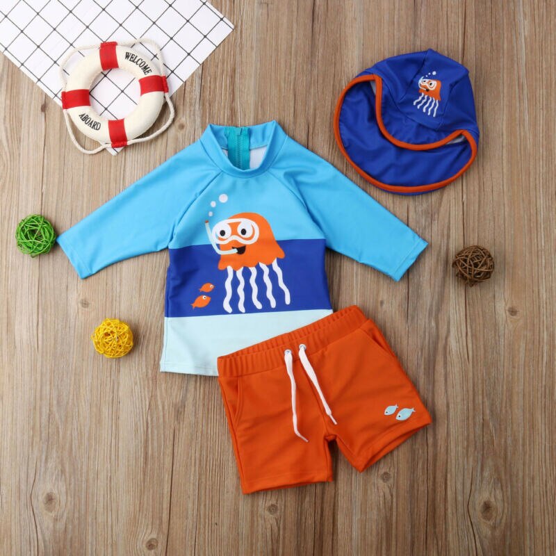 Conjunto de Bikini de 3 uds para niños pequeños y bebés, traje de baño de verano para baño y surf UV: 2T