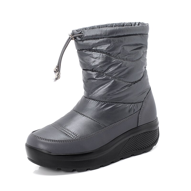 Minika women's fitness boots platform winter shoes Big Size 42 Girls non-slip waterproof snow boots for women botas mujer: Grey / 5.5