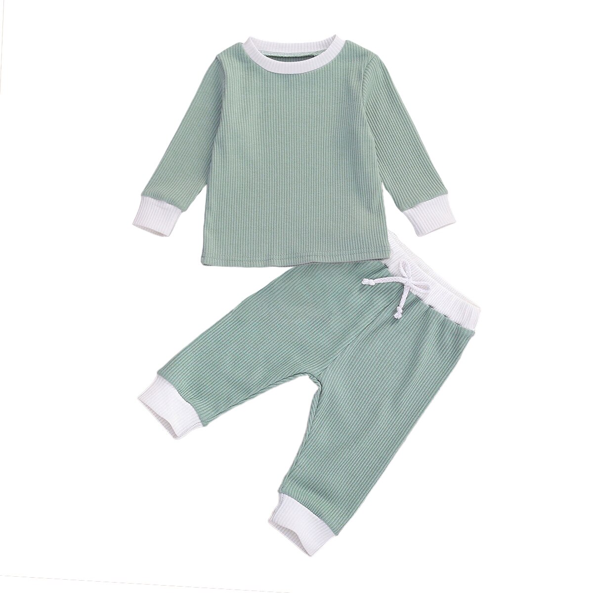 0-24m nyfödda höstkläder baby flickor pojkar kläder set solid långärmad t-shirt och byxor 2 st höstkläder: B / 12m
