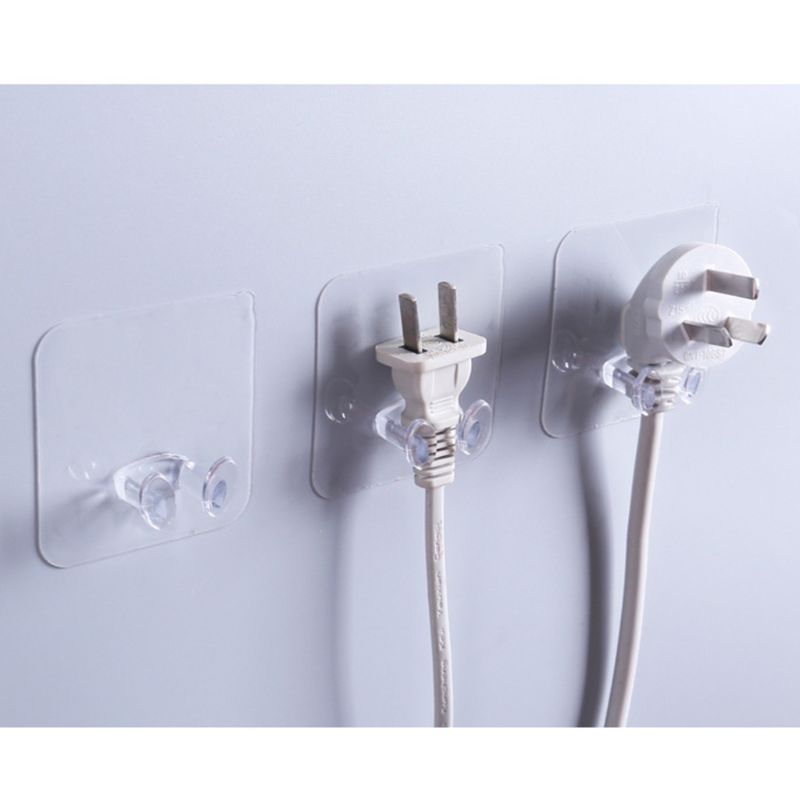 5pcs Wall Storage Hook Power Plug Socket Holder Transparent Adhesive Hanger Shaving Razor Rack Home Office Bathroom