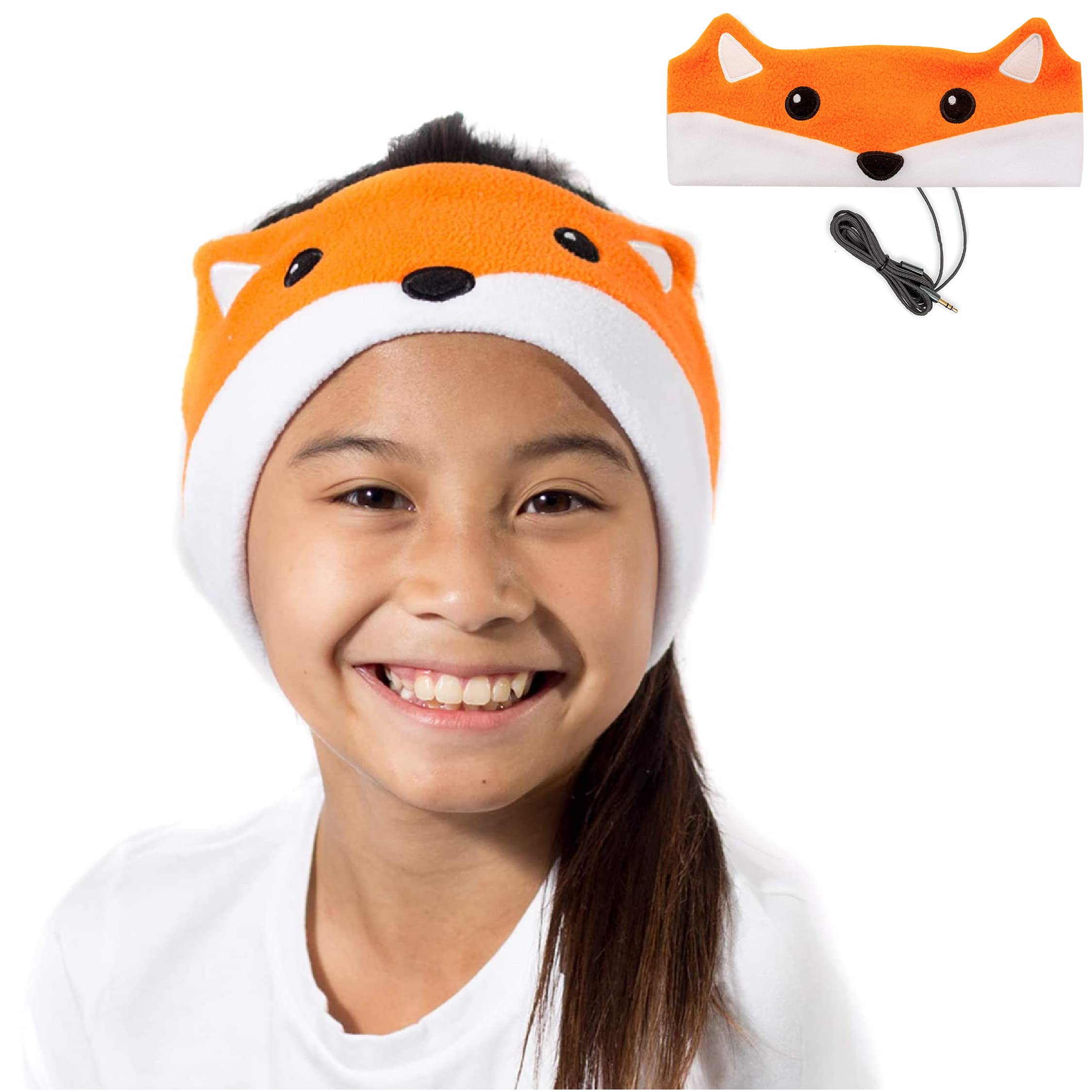 Cozy Over The Ear Headband Headphones Kids Sleep Not-in-ear Volume Limited Earphones Thin Speakers Super Soft Fleece Headband: black