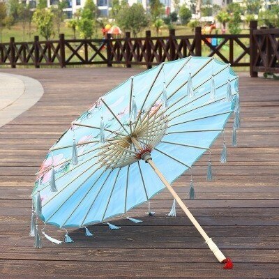 Seide Regenschirm regen frauen Tanz Stütze Cheongsam Geölt Papier Dach sonnenschirm guarda chuva paraguas mujer Hanfu quaste regenschirm: L