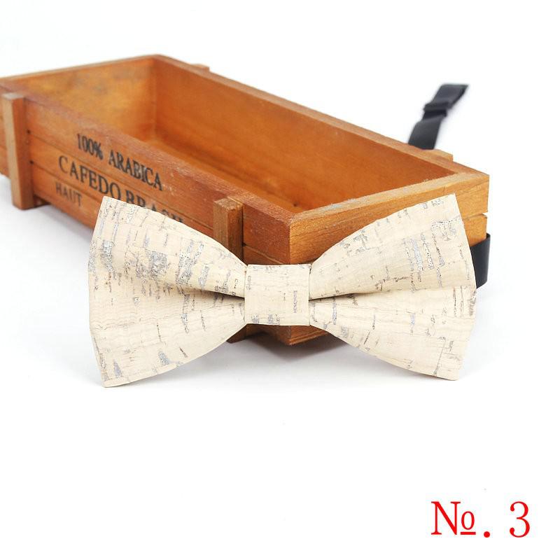 Fancy Cork Wood Men's Bow Ties Novelty Handmade Solid Bowtie Butterfly Wedding Party Man Accessories Neckwear: 3