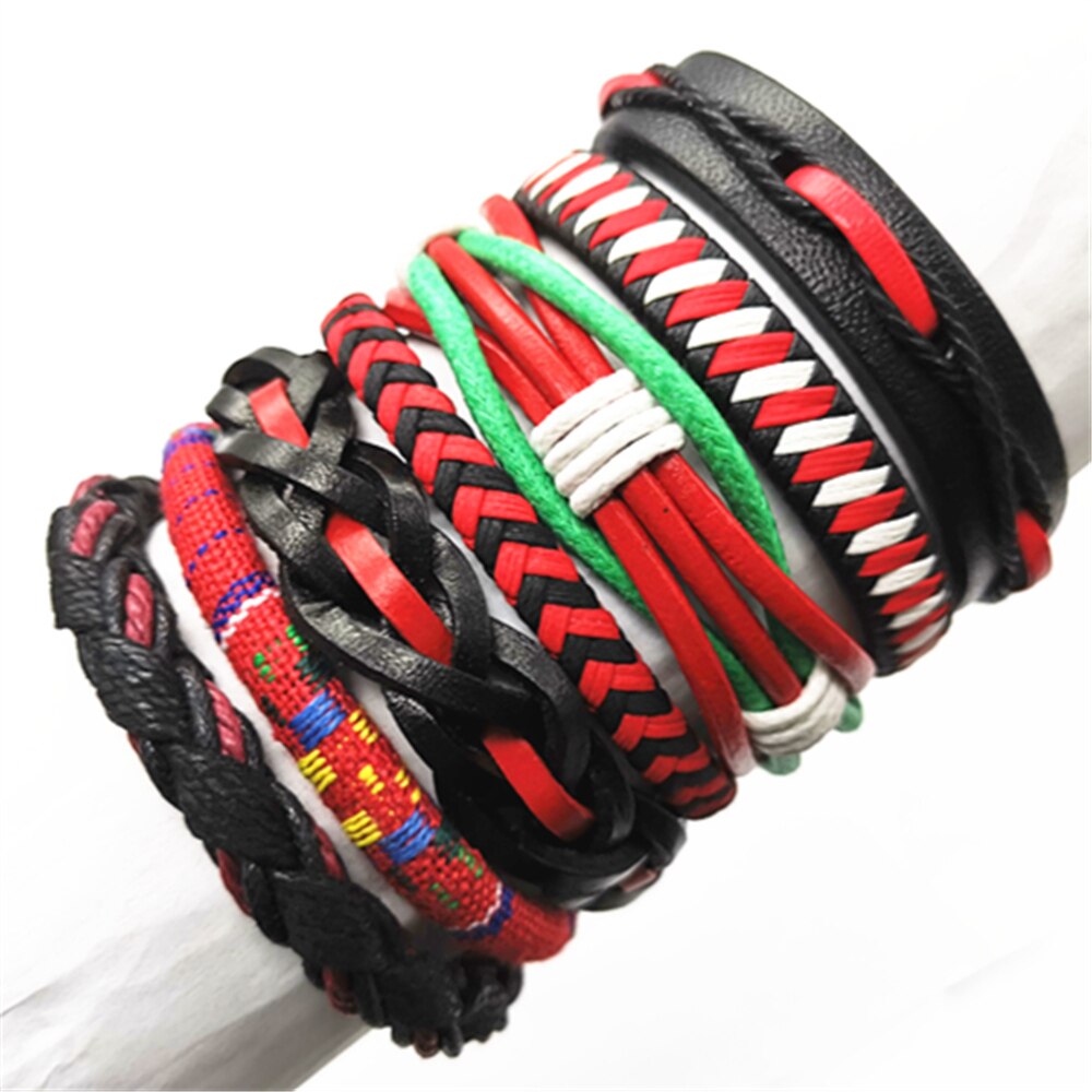 Week Bracelets 7pcs/set Black Brown Men Bracelets Wristband Rope Wrap Bangle Leather Bracelets Women Jewelry Accessories: style 7