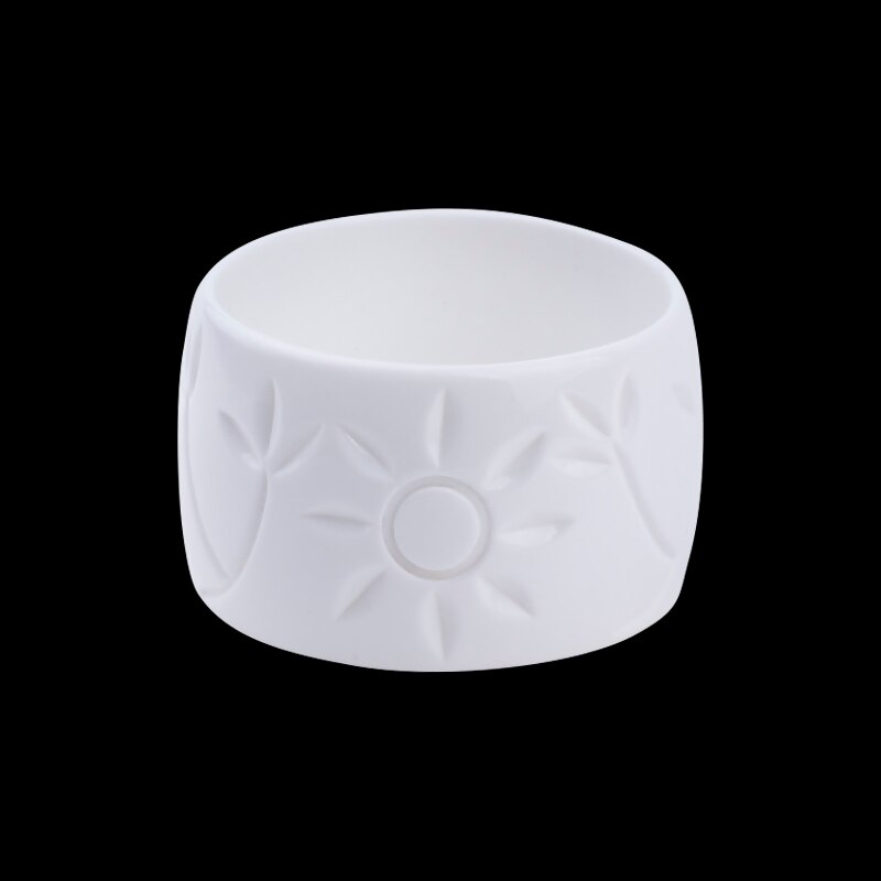 Brazalete de resina de con grabado de flores del sol para mujer, brazaletes de , Pulseras anchas acrílica para mujer, abalorio Simple, joyería para: white