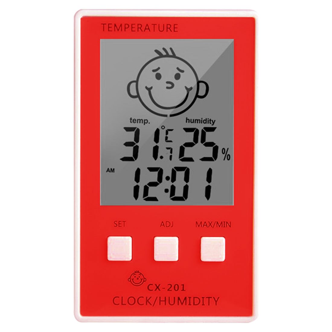 3 in 1 Digital Clock Temperature Hygrometer Logger Meter Thermometre Higrometre Indoor Thermometer for Baby Room/ Bathroom: Red