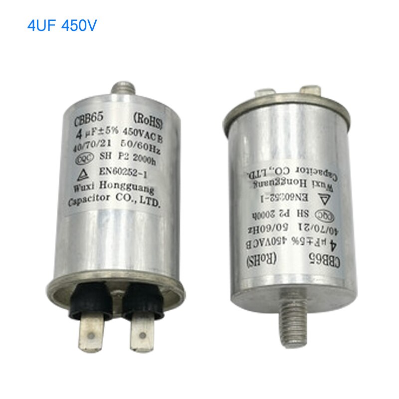Condensateur pour lave-vaisselle, 450V, accessoire pour moteur, CBB65, MKP3/4/5/6/7UF: 4UF 450V