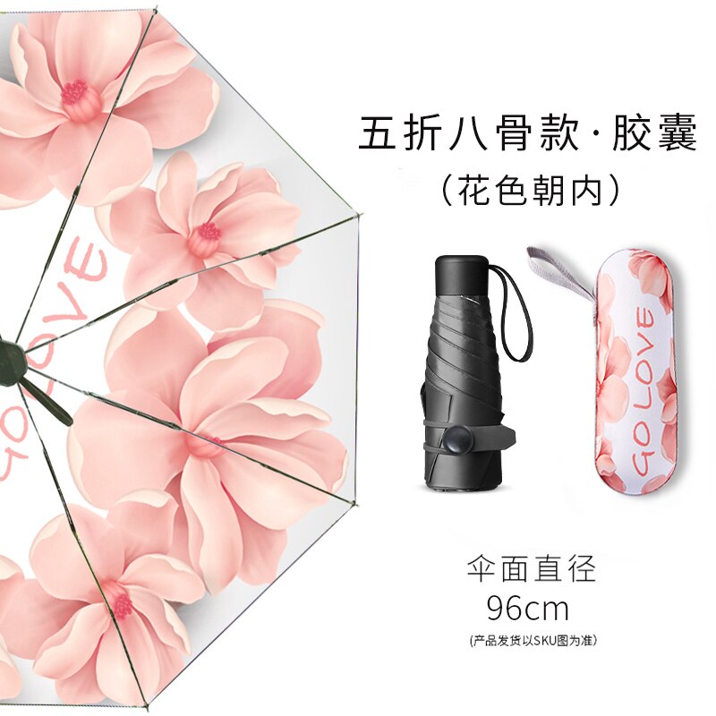 Cute Small Umbrella Rain Women Cute Windproof Folding Men Umbrella Uv Protection Paraguas Plegable Kids Umbrellas Sakura EA60YS: Style 2