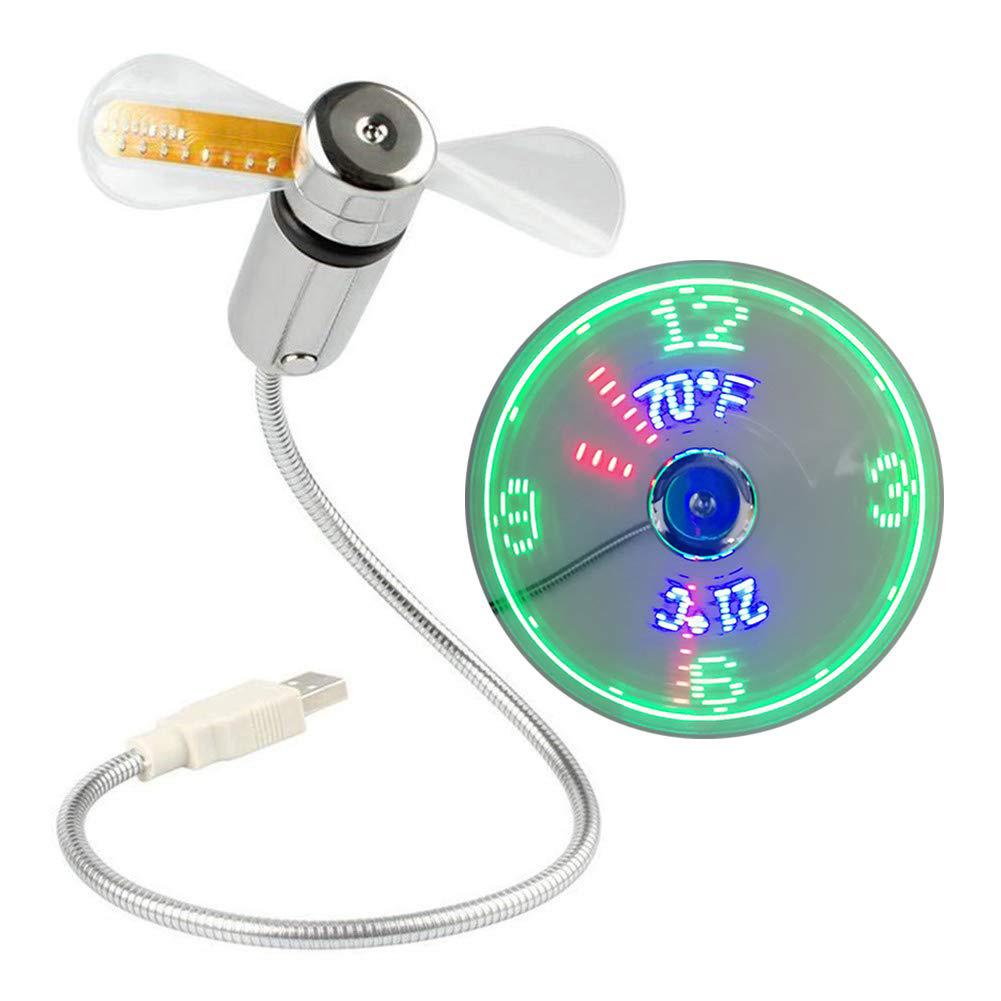 USB Fans Mini Time And Temperature display with LED Light Cool Gadgets Products For Laptop PC