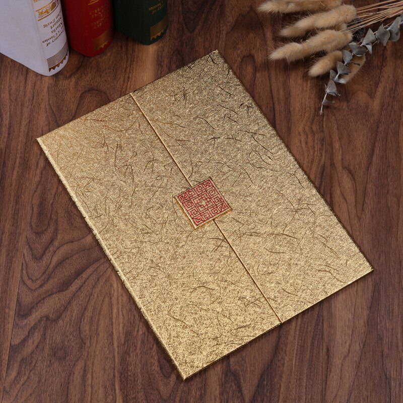 1PCS Silk Pattern Certificate of Honor Book Shell A4 European-style Certificate of Honor Cover Shell Folder: gold