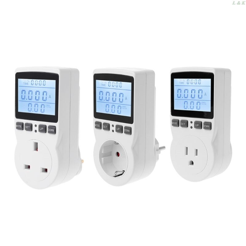 Digitale Digitale Power Meter Socket Eu/Us/Uk Plug Energy Meter Stroom Spanning Watt Elektriciteit Kosten Meten Monitor power