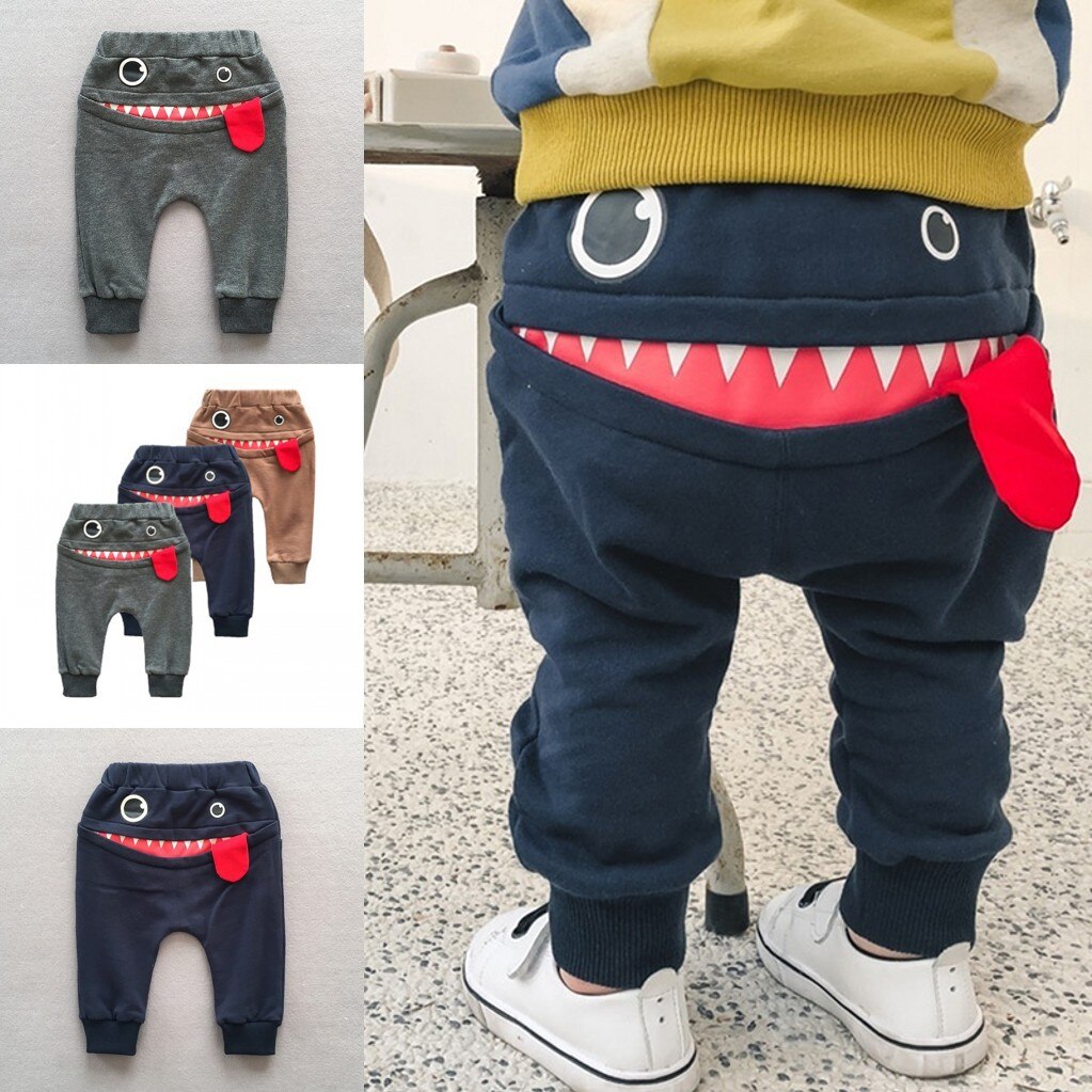 Cartoon Volledige Lengte Broek Katoen Peuter Warm Blauw Grijs Broek Pasgeboren Casual Broek Losse Elastische Taille Broek Voor Baby Jongens