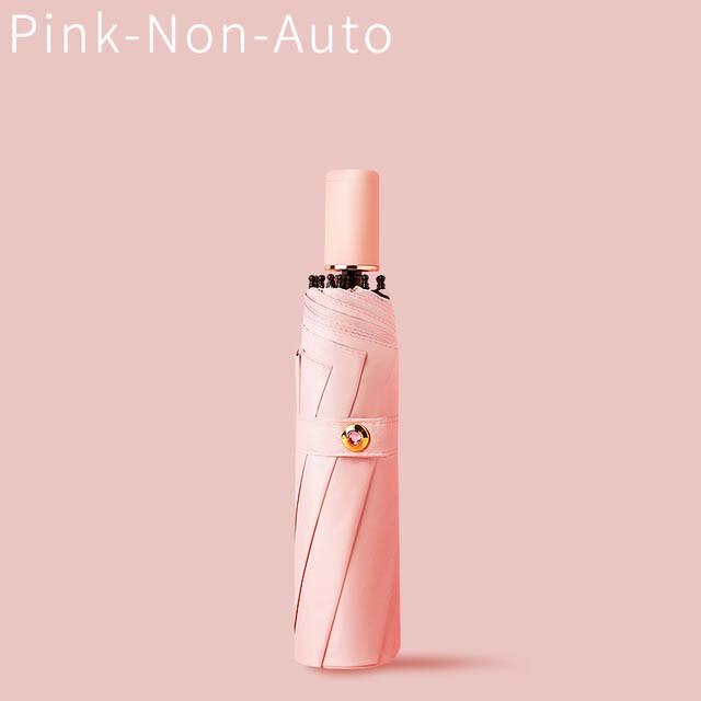 automatic folding umbrella rain ladies tri-fold umbrella windproof solid color umbrella women waterproof parasol: 10