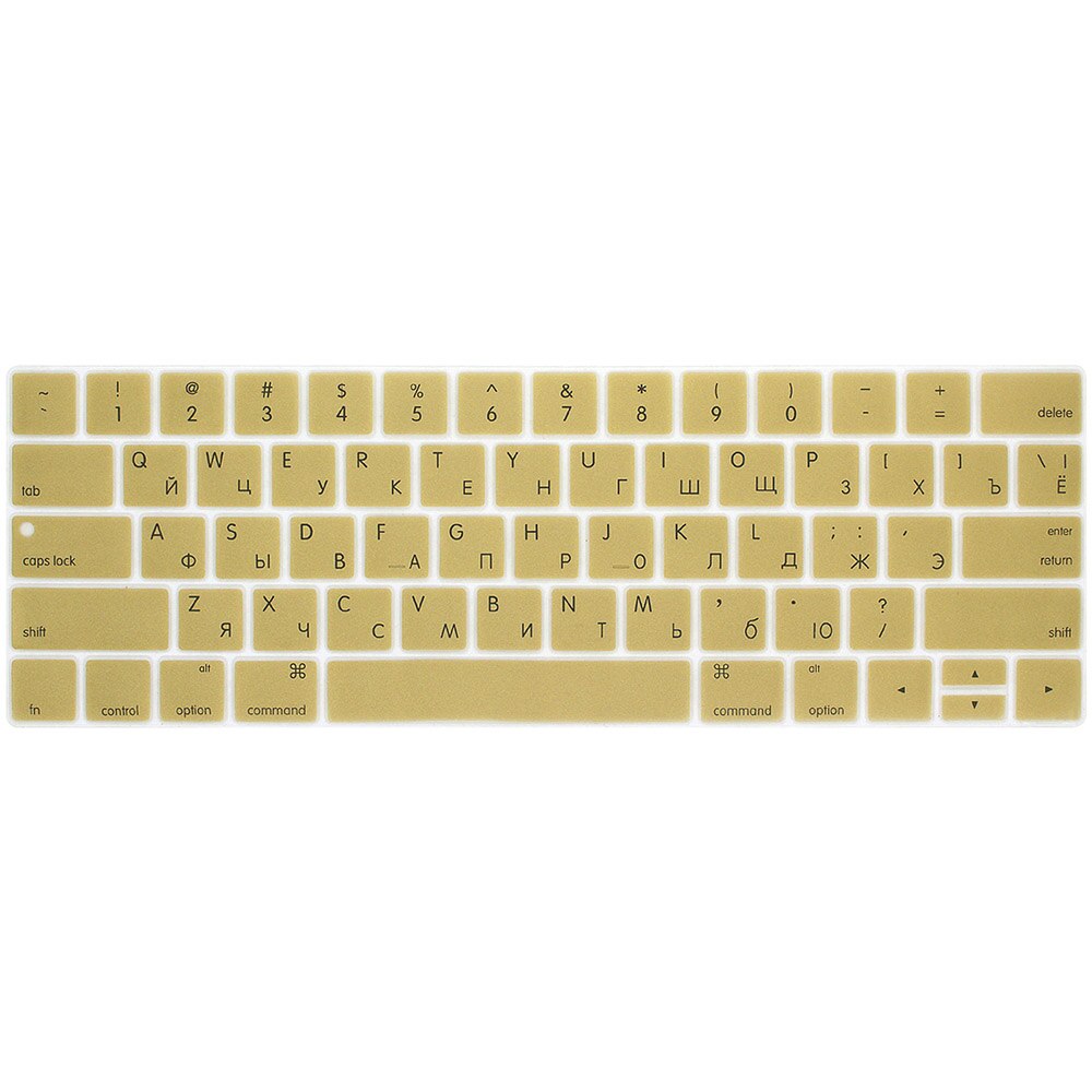 Cubierta de teclado ruso para Mac Book, 13, 15 pulgadas, con barra táctil, A1706, A1707, A1989, 1990, cubierta para teclado de portátil, película de teclado a Color: Dorado