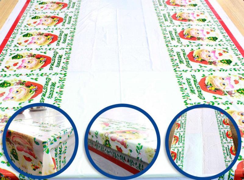 110X180cm Kerst Tafelkleed Banket Jaar Party Afdrukken Rechthoekige Pvc Kerst Sfeer Tafel Cover Decorations: 6