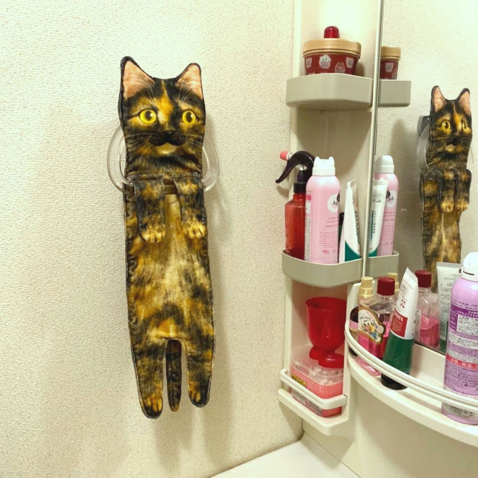 6 Styles Newest Cat Hand Towels Long Cat Shape Wipe Handkerchiefs Bath Towels for Bathroom Kitchen