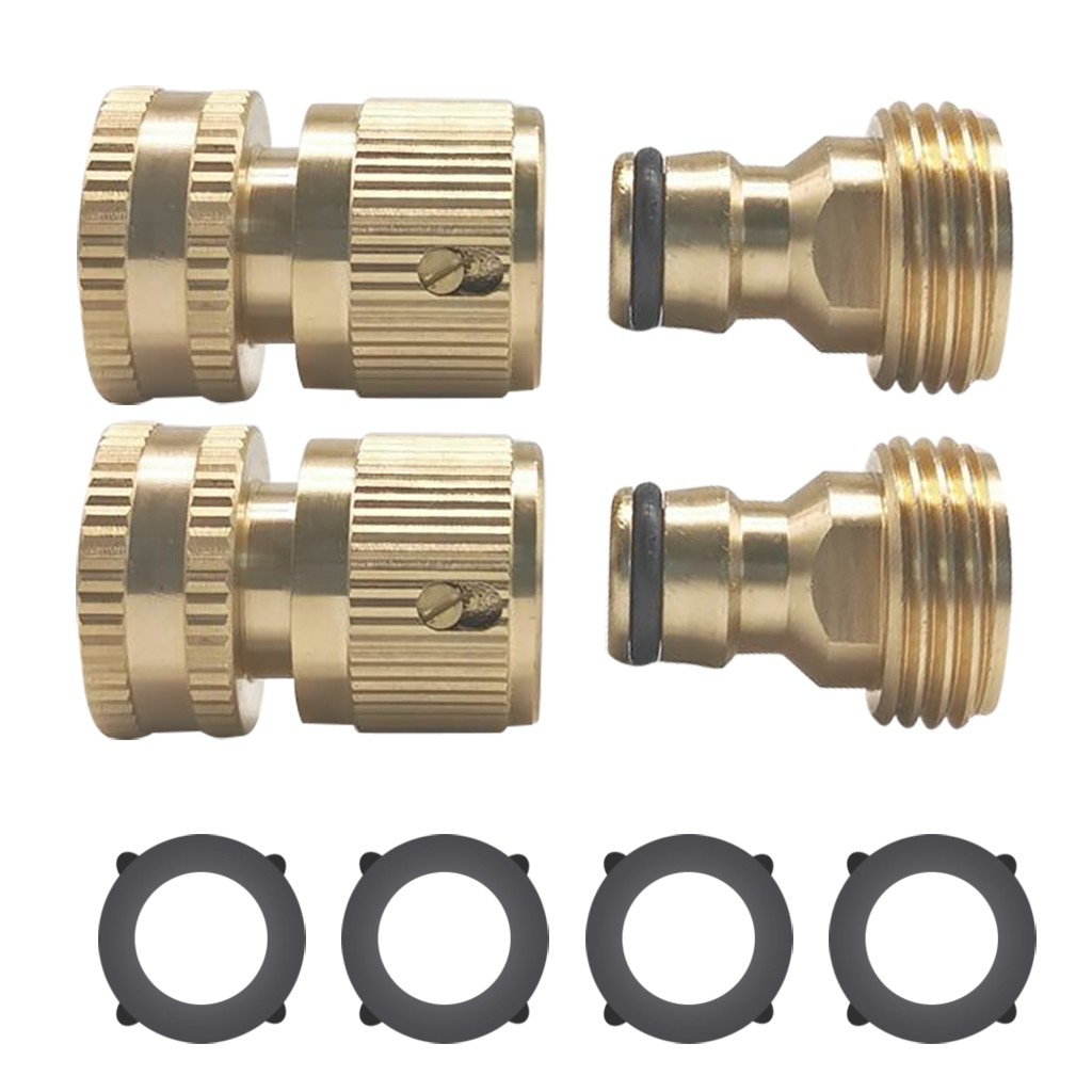 Garden Water Connectors Garden Hose Quick Connect Solid Brass Quick Connector Garden Hose Fitting Water 1.2 x 1.2 x 2inch 20Jun4: Default Title