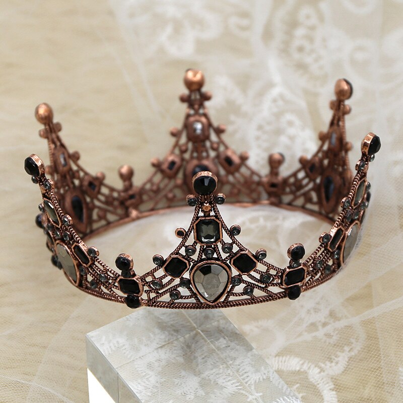 Vrouwen Barokke Steentjes Zwarte Bruid Bruiloft Kronen Bruids Haar Accessoires Shining Charm Prom Queen Kronen AIA99: 1