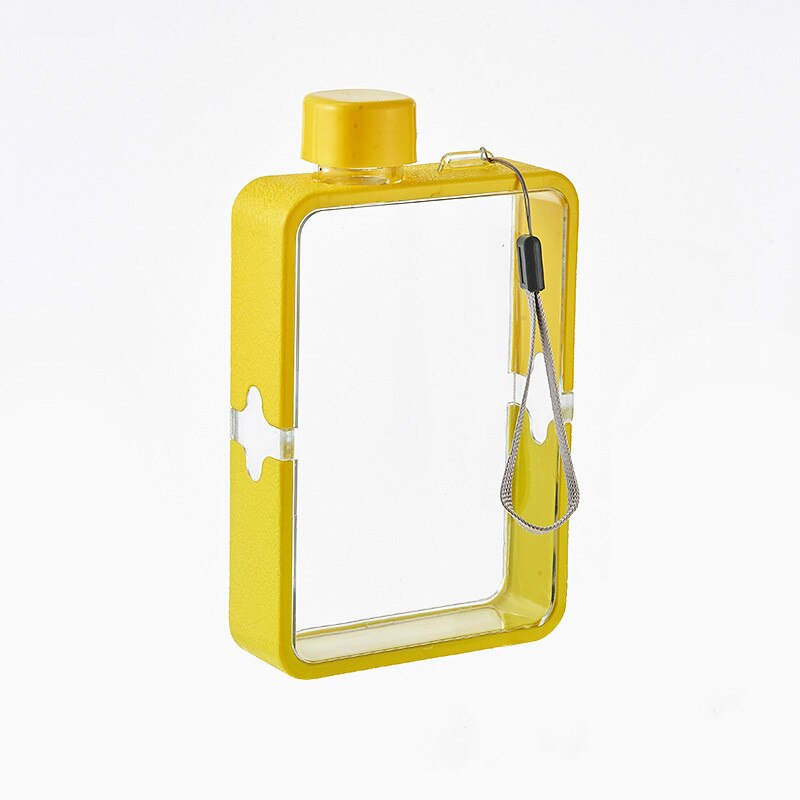 Gourde d'eau carrée Simple et Portable en verre pour hommes et femmes, gourde carrée en papier, pour Fitness, pour sportifs et personnalité, A5: yellow