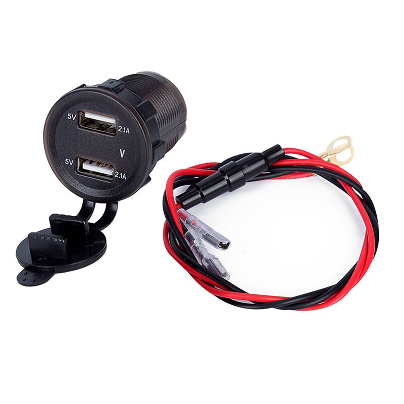 Dual USB charger socket adapter LED display with dust cover power socket car motorcycle (output 5V2.1A / input 12V24V)