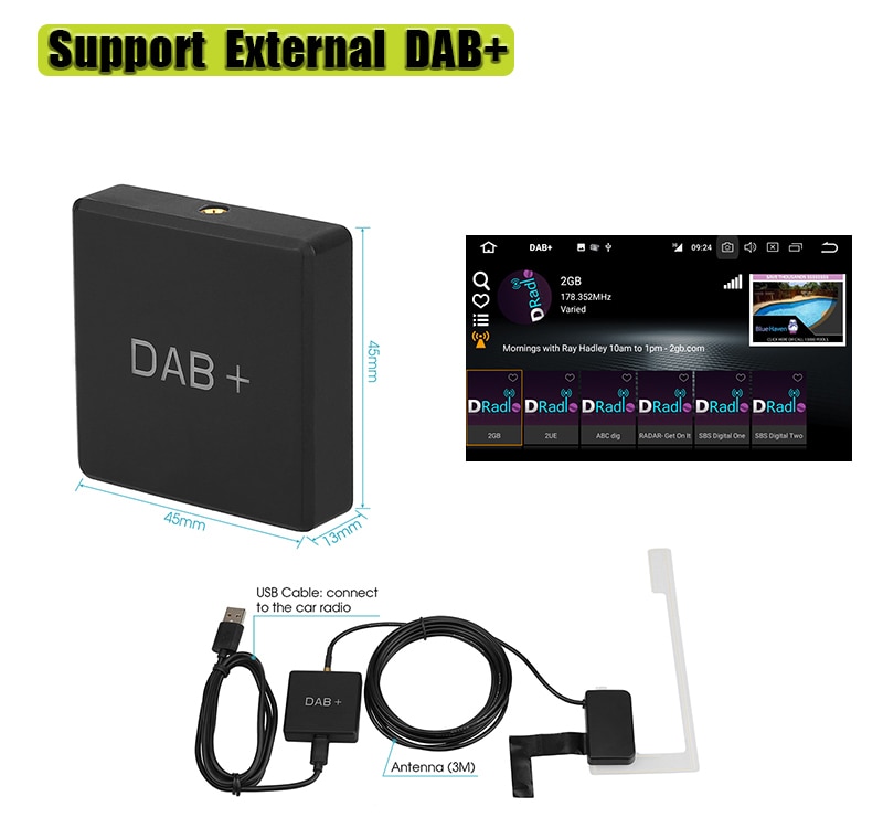Dab Autoradio Tuner Ontvanger Usb Stick Dab + Doos Voor Android Auto Dvd Dab + Antenne Usb Dongle Voor android Auto Dvd-speler