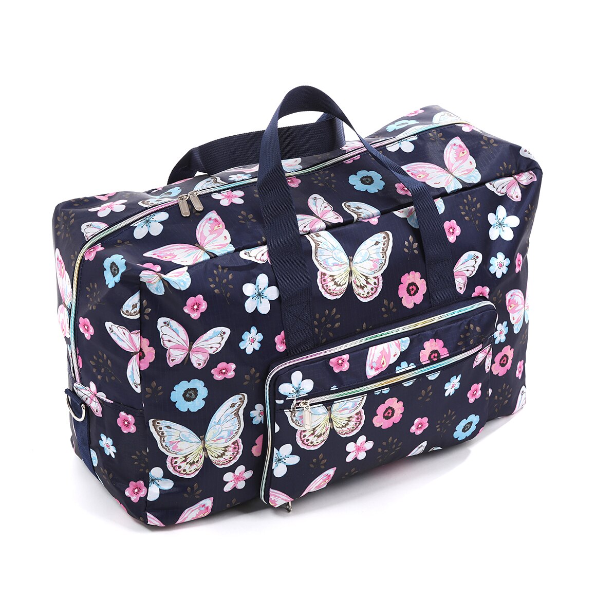 Folding Duffle Bag Women Large Travel Bag Portable Travel Organizer Weekend Bags Crossbody Big Overnight Bag Waterproof Tote: butterfly orchid