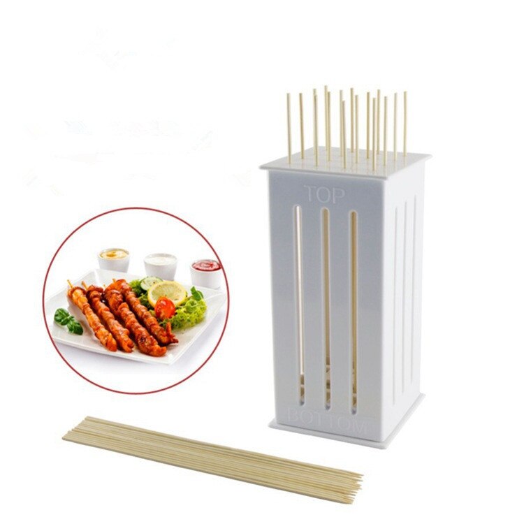1PC Meat Skewer Machine Kabob Maker Box BBQ Tool Beef Mutton Meat Grill Machine Beef Meat Maker 16 Bamboo Skewers QA 129