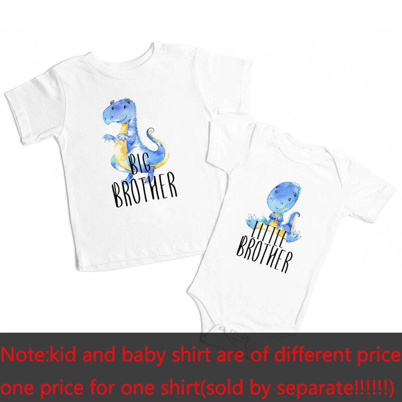 Chemise grand frère et petit frère dinosaure, 1 pièce, hauts frères et sœurs, tenue de maison, body bébé, t-shirts grand frère: 1pc lil bro- 9M