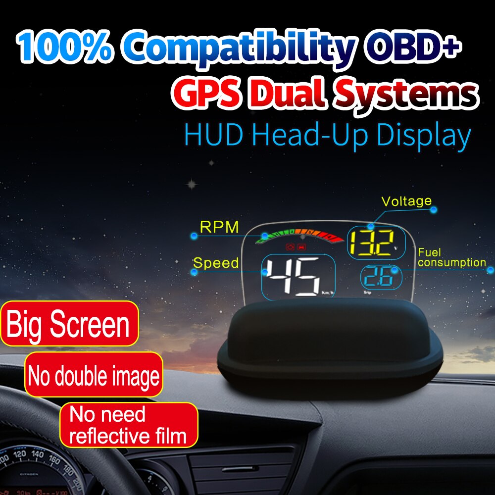 C800 Gps Hud Head-Up Display Multifunctionele Obd Hud Auto Snelheidsmeter OBD2 Foutcode Eliminatie Rijden Computersecurity alarm