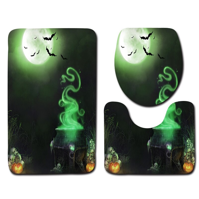 Zeegle 3Pcs Badmat Set Voetstuk Tapijt Deksel Wc Cover Mat Halloween Mat Voor Badkamer Decoratie Flanel Anti Slip badmat Tapijt: wsj118