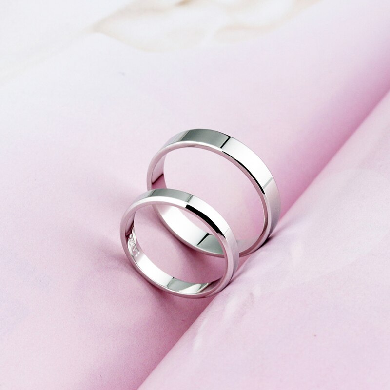 Reine 925 Sterling Silber Paar Ring Einfache Glatte Hochzeit Liebhaber Ring Schmuck Zubehör für Frauen Männer