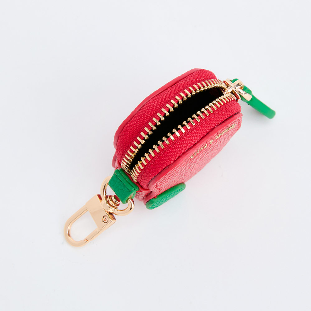 Red apple Fruit Charm coin purse cute key chain mini pouch Wallet for girl women