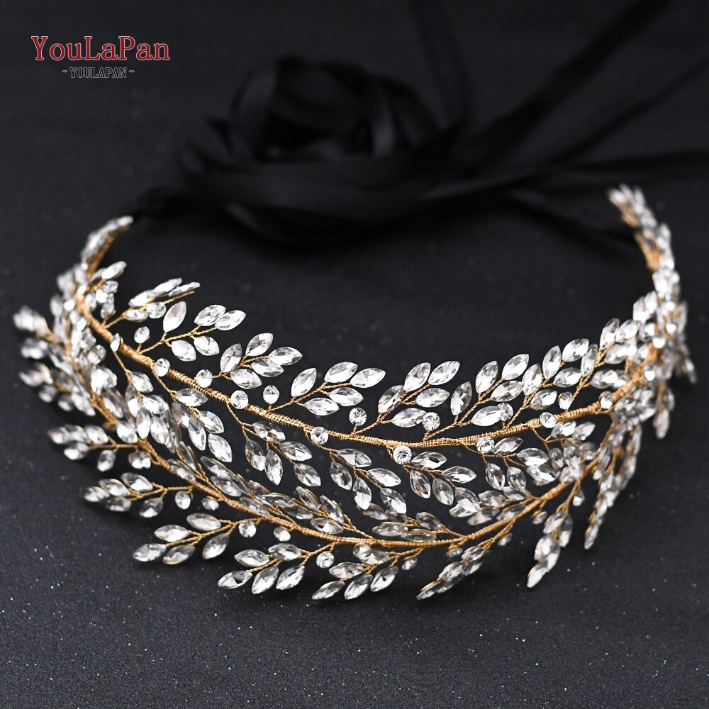 Youlapan  sh308- g gouden strass riem bruidsriem sjerp trouwjurk riem kristal applicatie voor bruidsmeisjesjurk jurk riem: Zwart lint