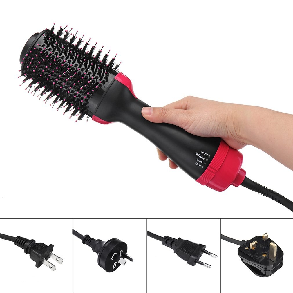 2 en 1 secador de pelo multifunción rotativo rodillo rotativo Styler peine estilo alisado rizador de hierro
