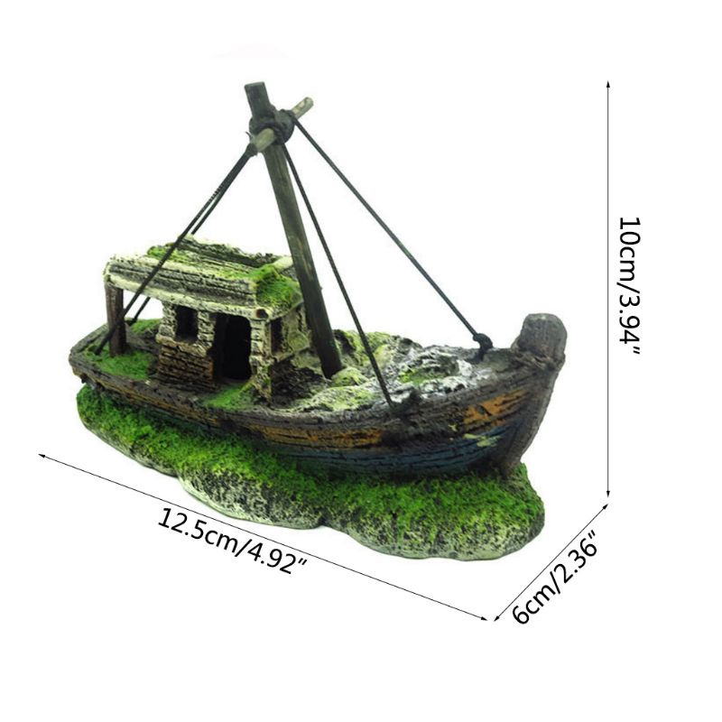 Aquarium Dekoration Wrack Gebrochen Schiff bilden Harz Ornament Fisch Ttank Landschaft Zubehör